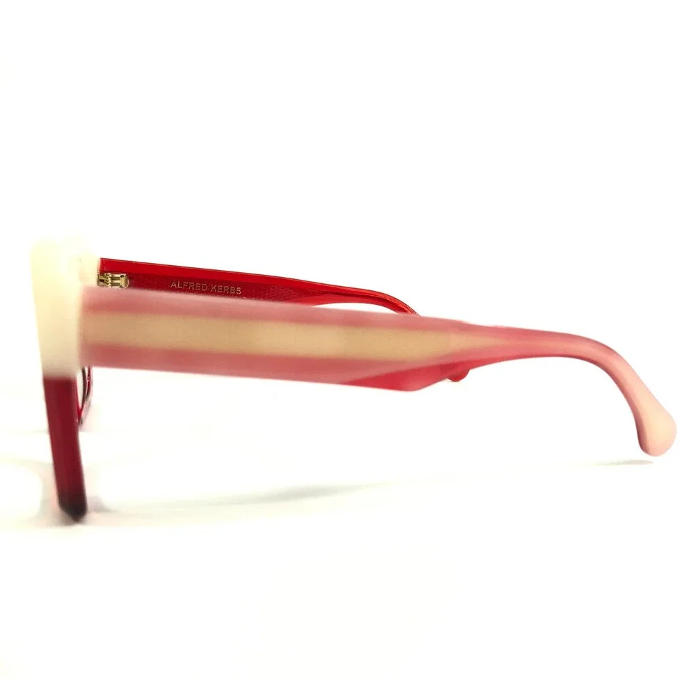 Alfred Kerbs Eyeglasses Frames AMANY RDBE Red Beige Thick Cat Eye 51-22-140
